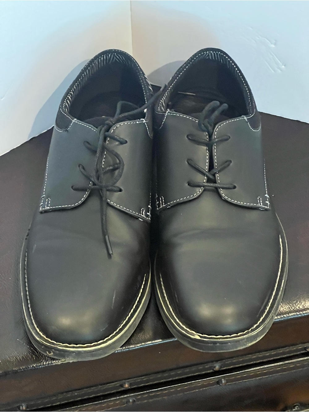 Men's Black Amy623 Dress Shoes with Contrast Stitching